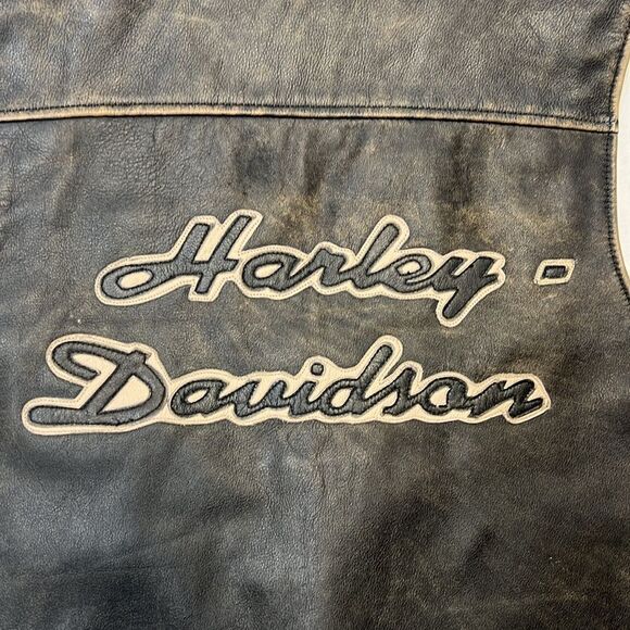 Harley Davidson men leather bronco vest - Picture 4 of 7